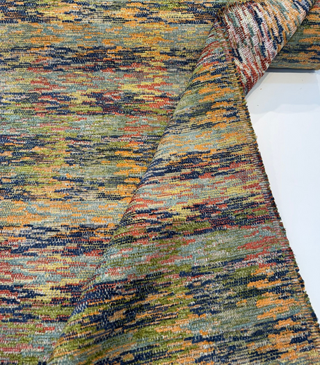 Karoo Belgian Multicolor Chenille Upholstery Fabric - Multicolor Ikat Tribal Inspired Texture, 56" Width (1 Yard)