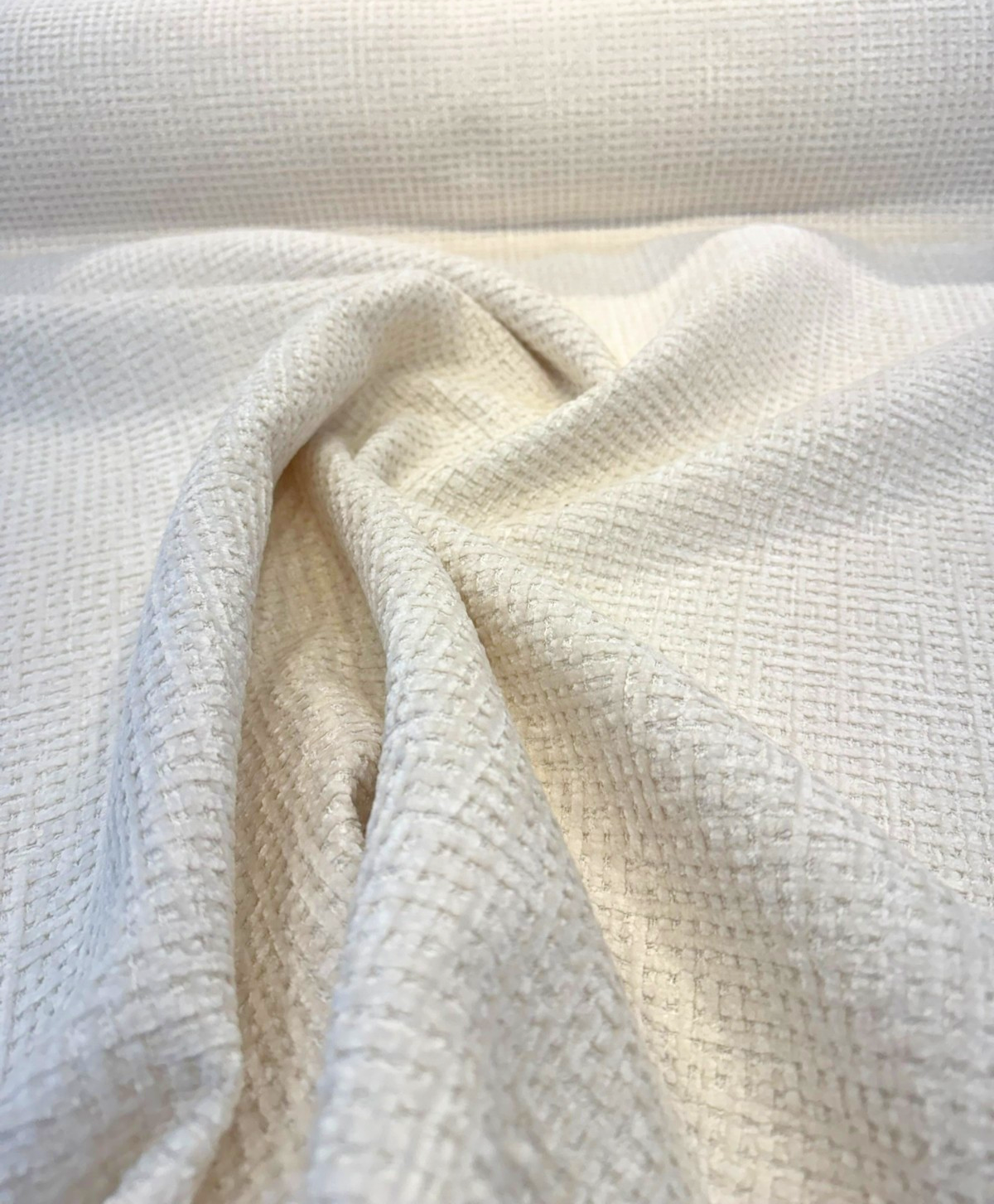 Spectacle Chenille Fabric - Cream Ice Textured, 54" Width (1 Yard)