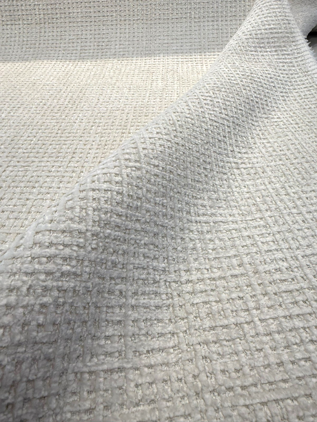 Spectacle Chenille Fabric - Cream Ice Textured, 54" Width (1 Yard)