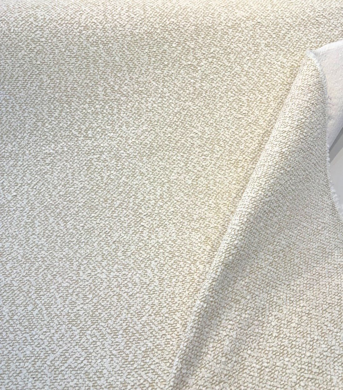 Culp Boucle Bold Ivory Polyester Acrylic Fabric - Ivory Textured Boucle Upholstery, 56" Width (1 Yard)