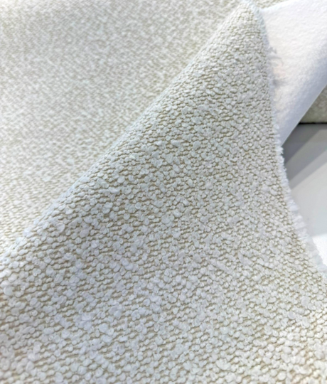 Culp Boucle Bold Ivory Polyester Acrylic Fabric - Ivory Textured Boucle Upholstery, 56" Width (1 Yard)