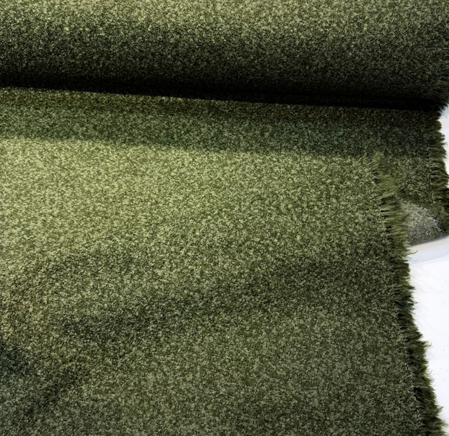 Rio Spinach Green Boucle Designer Upholstery Fabric - Spinach Green, Textured Bouclé, 55" Width (1 Yard)