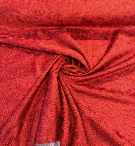 Fort Morgan Chenille Fabric - Crimson Red, 54" Width, 14.25" Horizontal / 14.25" Vertical Repeat (1 Yard)