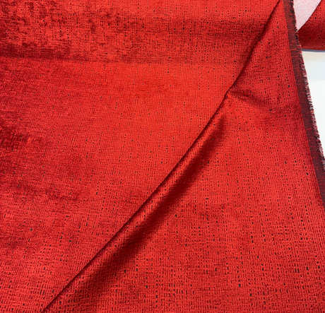 Fort Morgan Chenille Fabric - Crimson Red, 54" Width, 14.25" Horizontal / 14.25" Vertical Repeat (1 Yard)