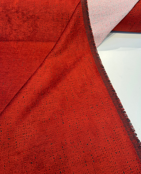 Fort Morgan Chenille Fabric - Crimson Red, 54" Width, 14.25" Horizontal / 14.25" Vertical Repeat (1 Yard)