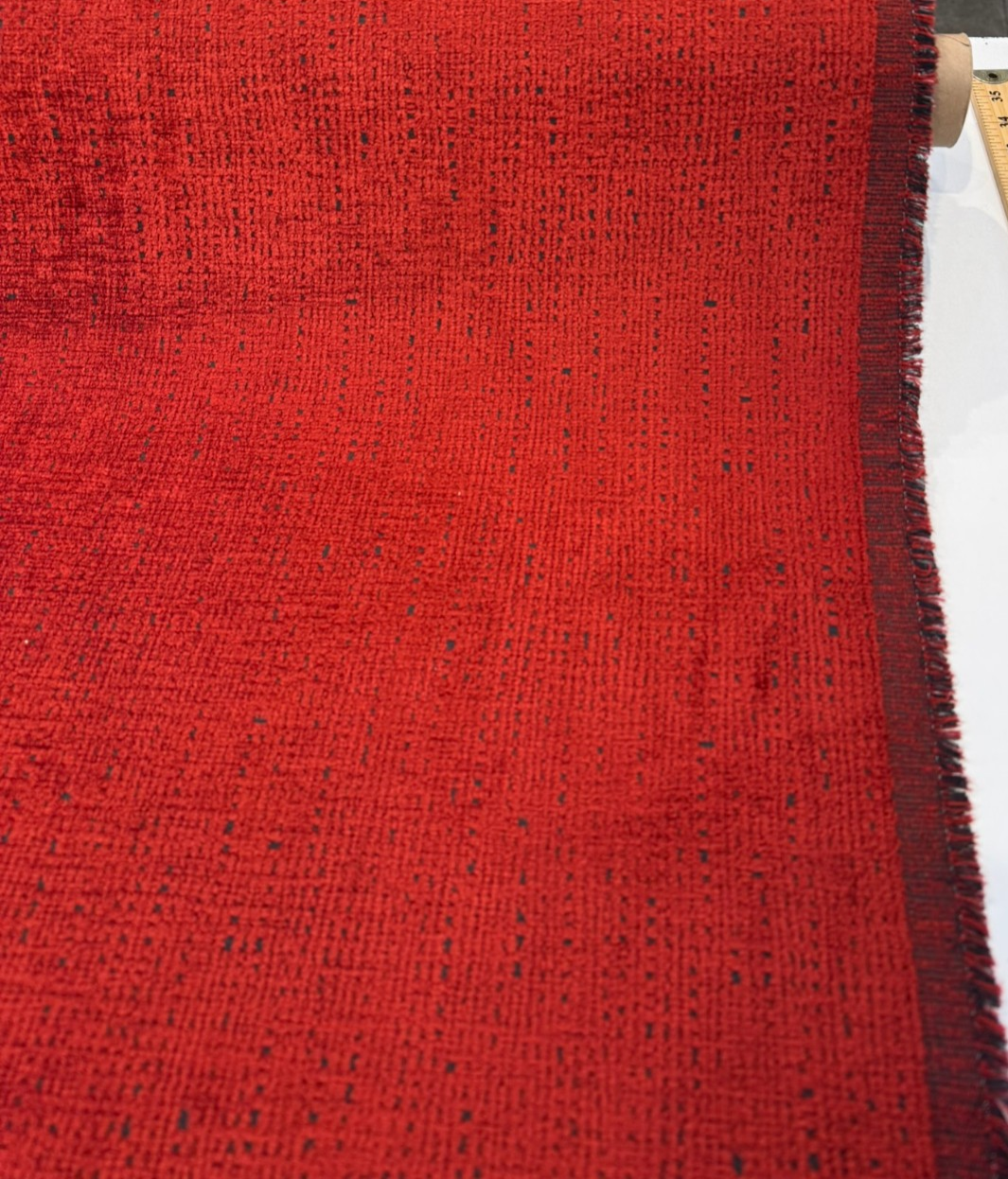 Fort Morgan Chenille Fabric - Crimson Red, 54" Width, 14.25" Horizontal / 14.25" Vertical Repeat (1 Yard)