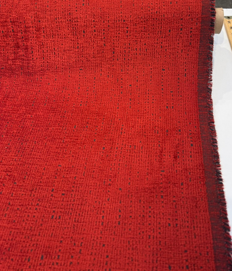 Fort Morgan Chenille Fabric - Crimson Red, 54" Width, 14.25" Horizontal / 14.25" Vertical Repeat (1 Yard)