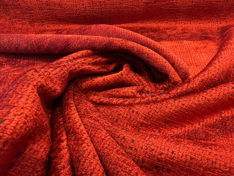 Fort Morgan Chenille Fabric - Crimson Red, 54" Width, 14.25" Horizontal / 14.25" Vertical Repeat (1 Yard)