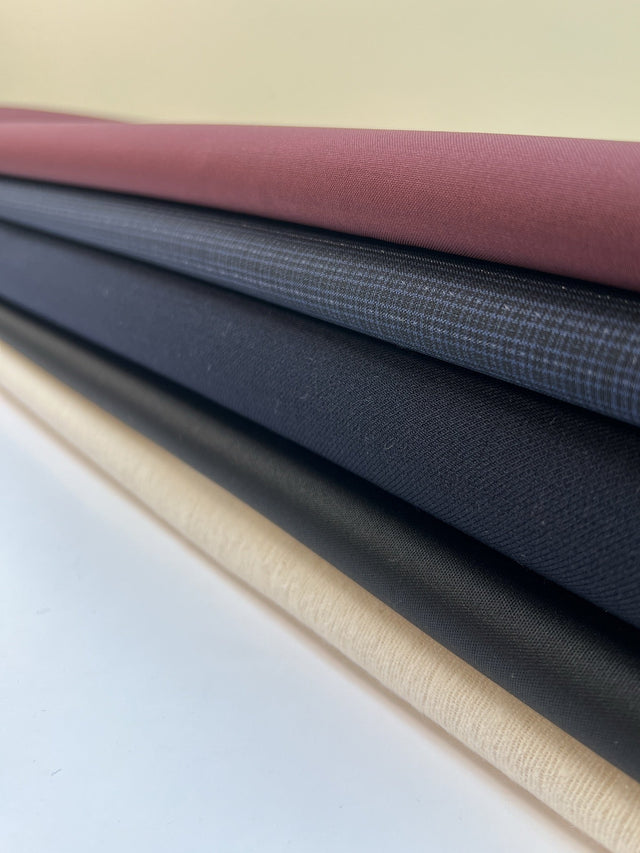 Wool Linen Fabric Blue Brown