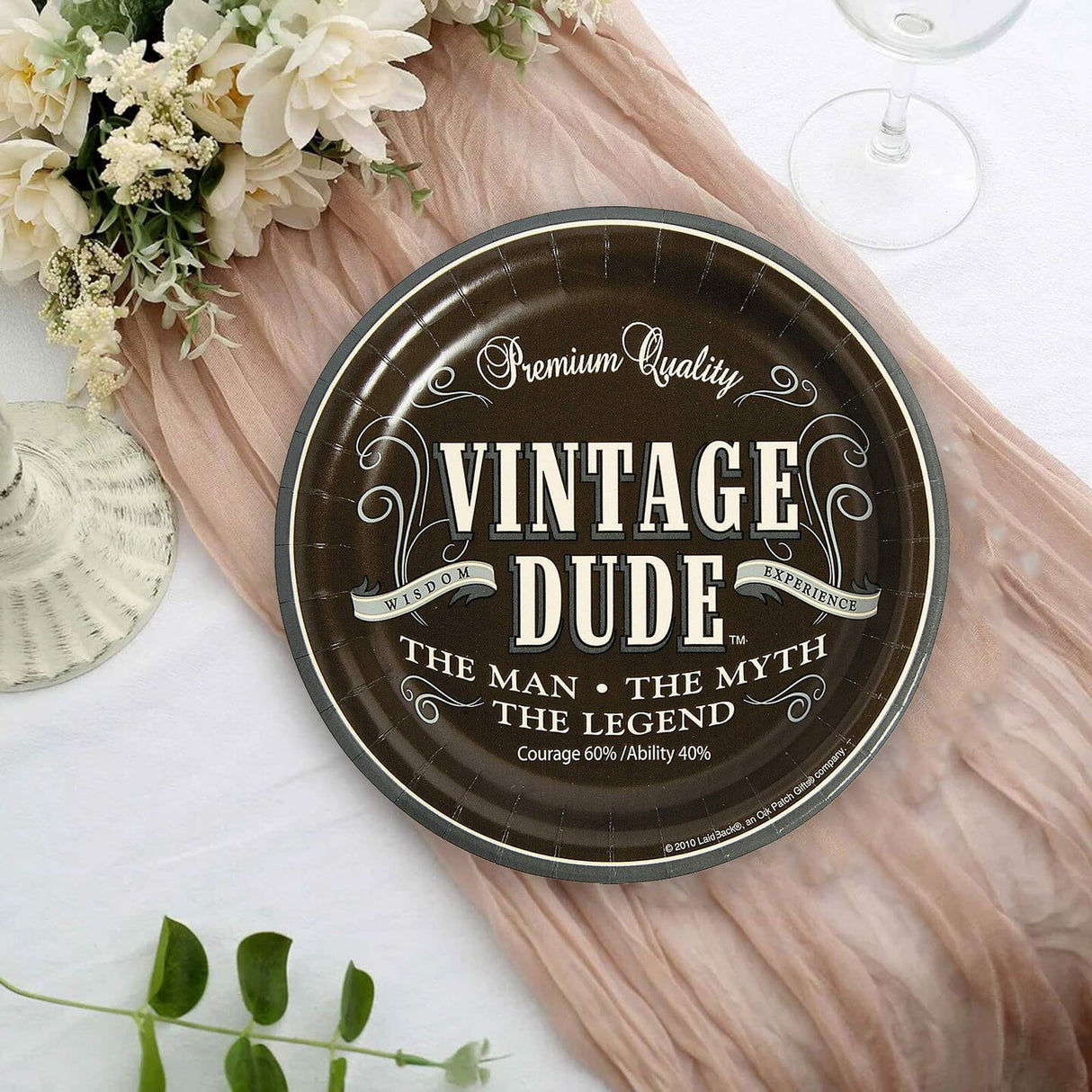 8 Count Vintage Dude Birthday Party Paper Dessert Plates 7 Inch Disposable Tableware for Boys Celebration