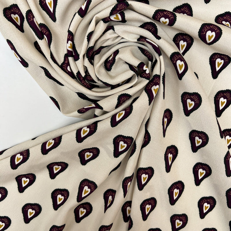 Viscose Crepe Printed Purple Beige
