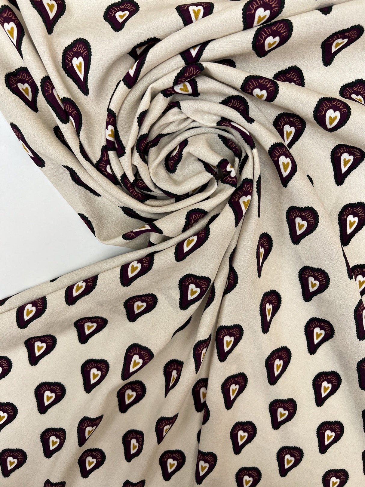 Viscose Crepe Printed Purple Beige Fabric