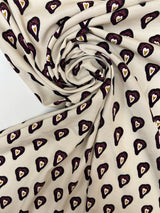 Viscose Crepe Printed Purple Beige Fabric