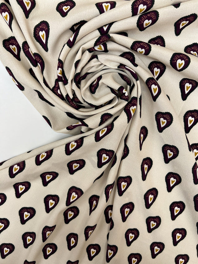 Viscose Crepe Printed Purple Beige Fabric