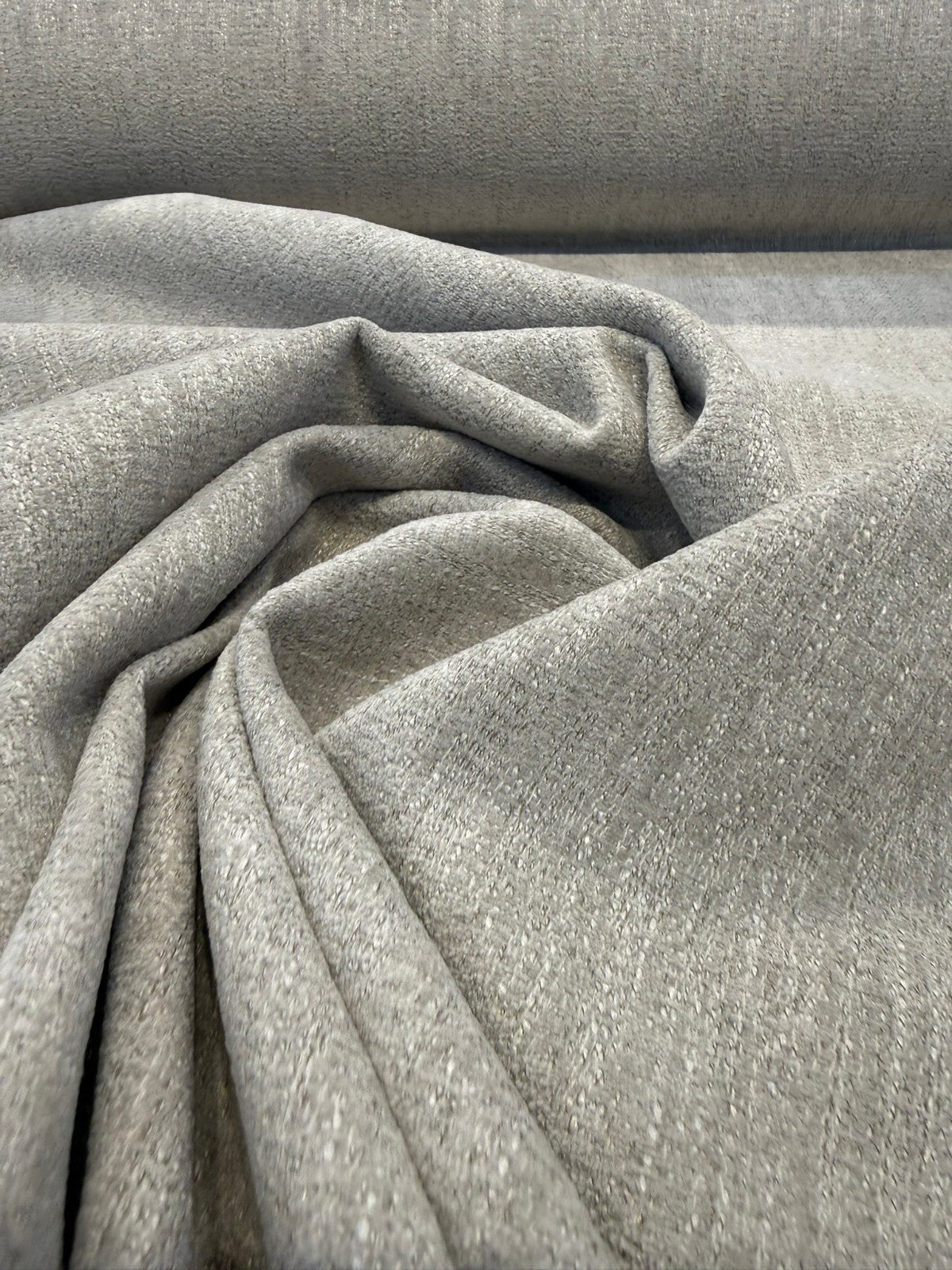 Archer Cloud Chenille Upholstery Fabric - Cloud Gray, Beige & Cream, Subtle Textured Solid, 56" Width (By The Yard)