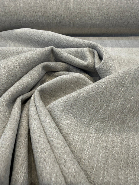 Archer Cloud Chenille Upholstery Fabric - Cloud Gray, Beige & Cream, Subtle Textured Solid, 56" Width (By The Yard)