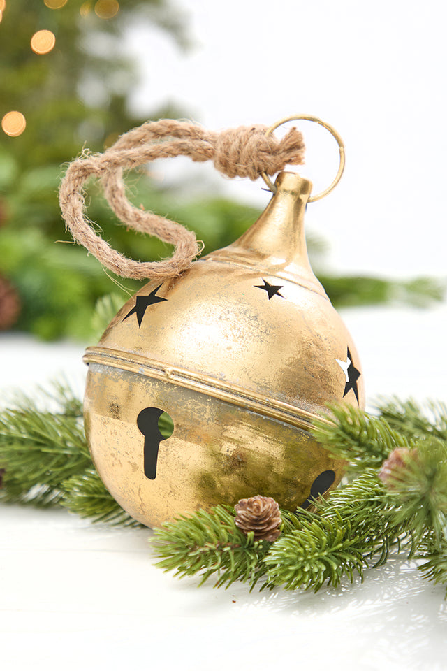 7.75" Gold Metal Bell with Jute Rope