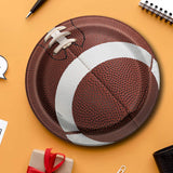 8 Count Football Party Round Disposable Paper Plates 8 1/2 Inch for Game Day Events
