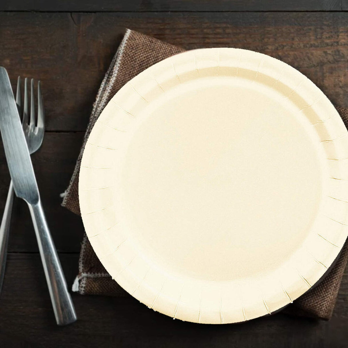 7 Inch Ivory Color Round Paper Dessert Plates 24 Count Party Supplies