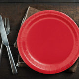 24 Count Red 9" Round Paper Dessert Plates for Birthday Party Holiday Wedding Decorations