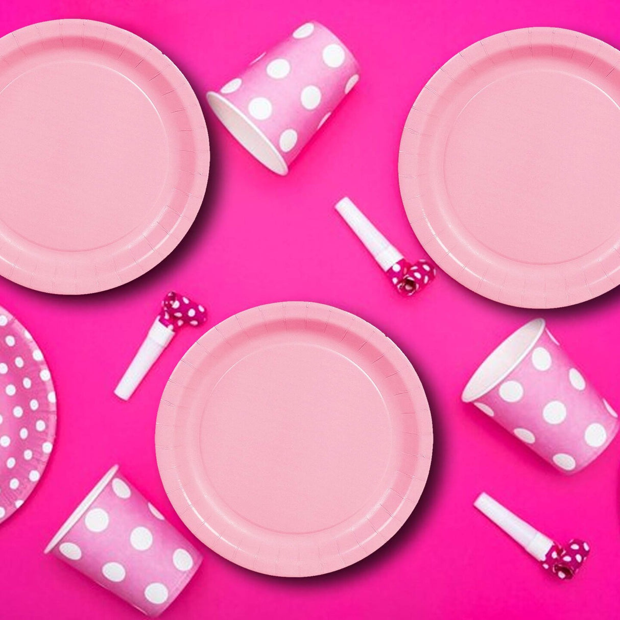 24 Count Pink 7'' Round Paper Dessert Plates for Baby Shower Birthday Wedding Party Supplies