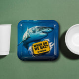 Shark Week Warning Sign Square Paper Plates 9 Inch 8 Count for Sea Life Party