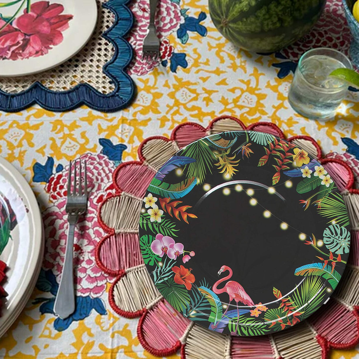 8 Count Tropical Nights Luau Party Disposable Dinner Plates 9"