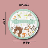 8 Count Woodland Animal Paper Dinner Plates for Birthday Baby Shower Party 9 1/4 Inch