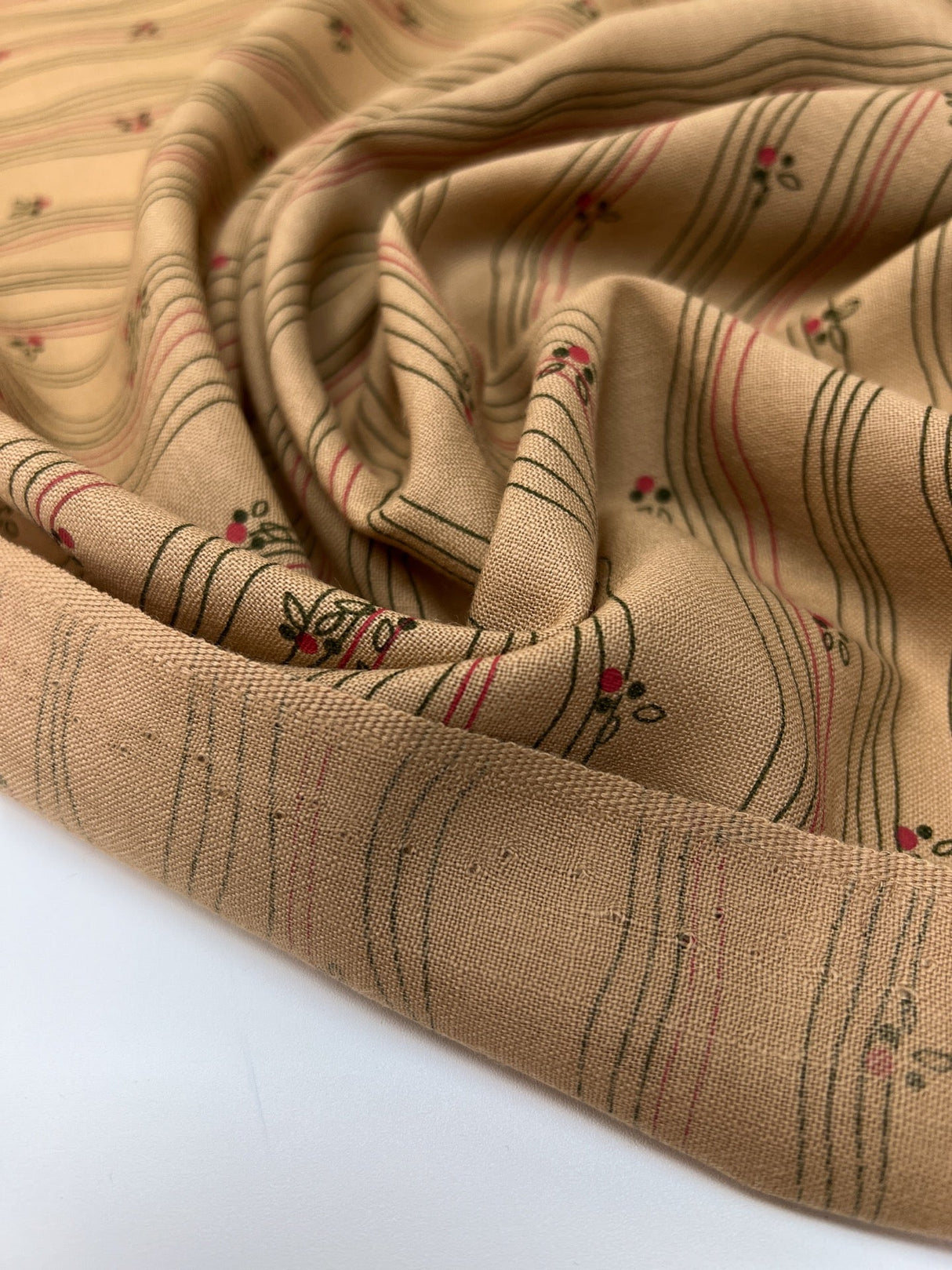 Wool Dress Fabric Brown Beige Striped