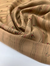 Wool Dress Fabric Brown Beige Striped
