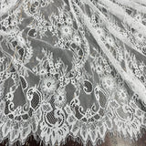 3 Yards Chantilly Embroidered Lace Fabric with Eyelash Scallop