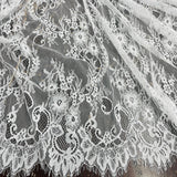 Embroidered Lace Fabric with Eyelash Scallop
