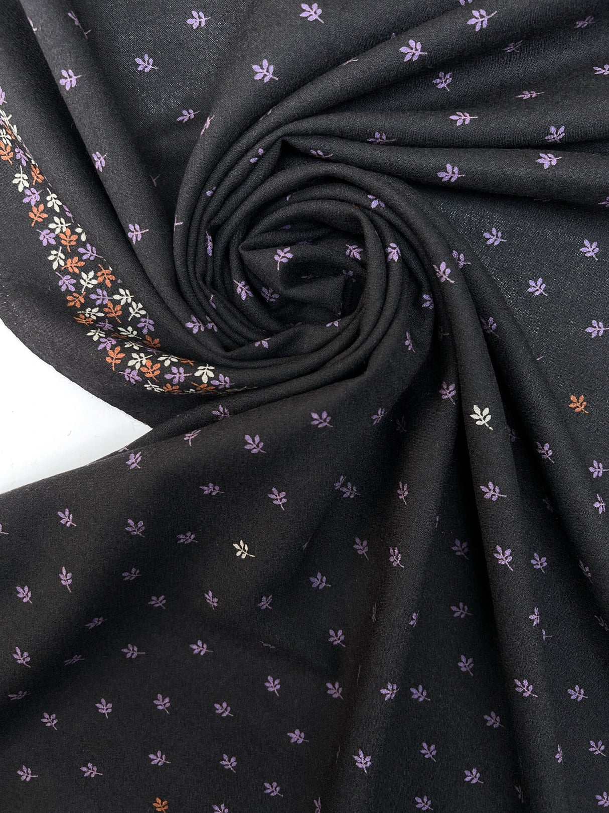 Printed Wool Fabric Purple Black