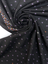 Printed Wool Fabric Purple Black