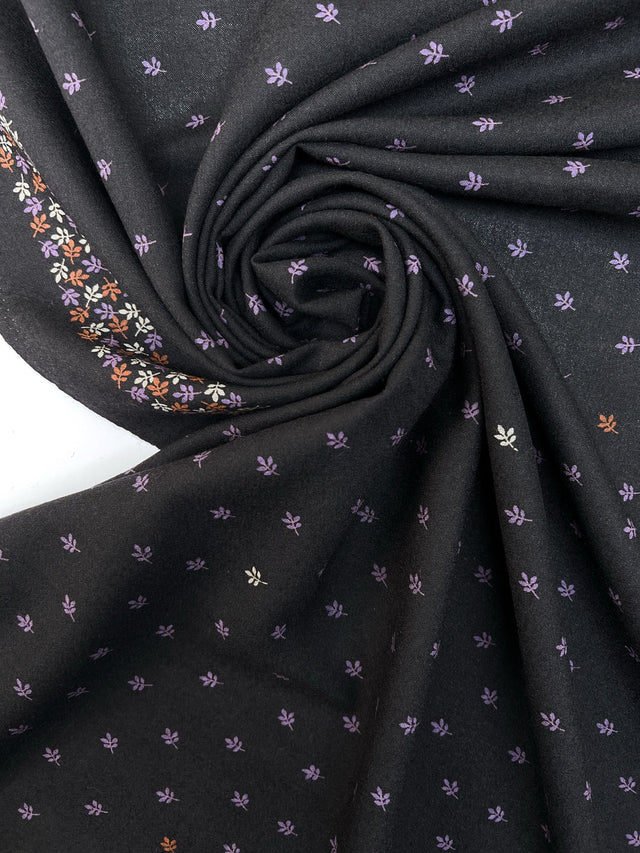 Printed Wool Fabric Purple Black