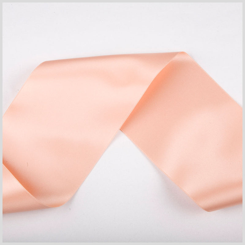3.75" Light Peach Double Face French Satin Ribbon