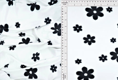 DTY Brushed Floral Knit Fabric, Soft Stretch Flower Print 58/60" Wide