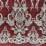 Beaded Embroidered Lace Mesh Fabric