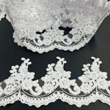 Polyester Lace Trimming Corded Embroidered 4" Wide