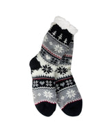 Snowflake, Tree & Heart Knit Thermal Slipper Socks with Non-Slip Grippers