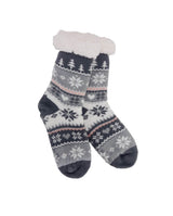 Snowflake, Tree & Heart Knit Thermal Slipper Socks with Non-Slip Grippers