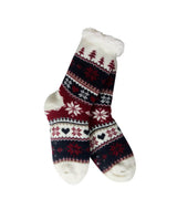 Snowflake, Tree & Heart Knit Thermal Slipper Socks with Non-Slip Grippers
