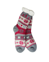 Snowflake, Tree & Heart Knit Thermal Slipper Socks with Non-Slip Grippers