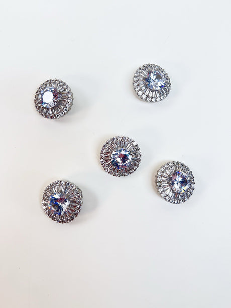 Silver Sewing Notions With Crystals