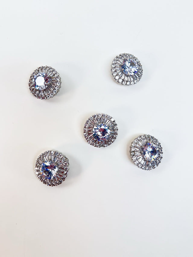 Silver Sewing Notions With Crystals