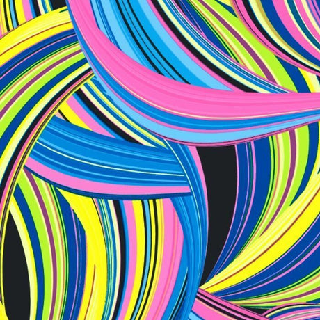 Printed Spandex Wave Line Geometric Fabric