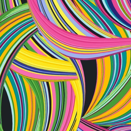Printed Spandex Wave Line Geometric Fabric