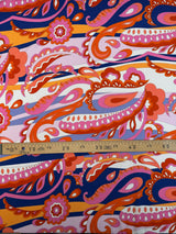 Viscose Paisley Print Blue Pink