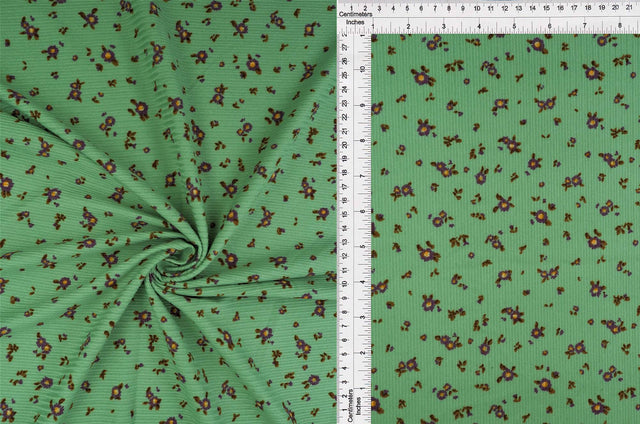 Rib Knit Ditsy Floral Stretch Fabric