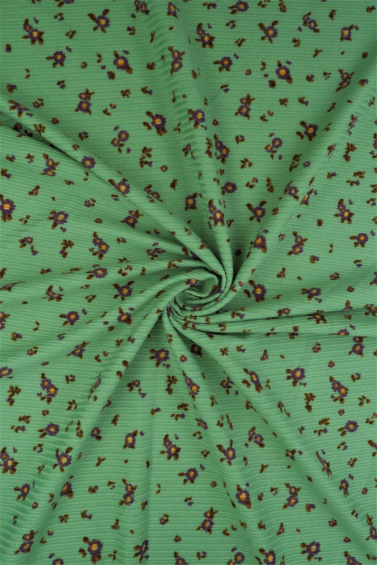 Rib Knit Ditsy Floral Stretch Fabric